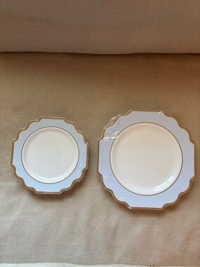 Occasion White Dinner and Salad Plate Set with Gold Trim